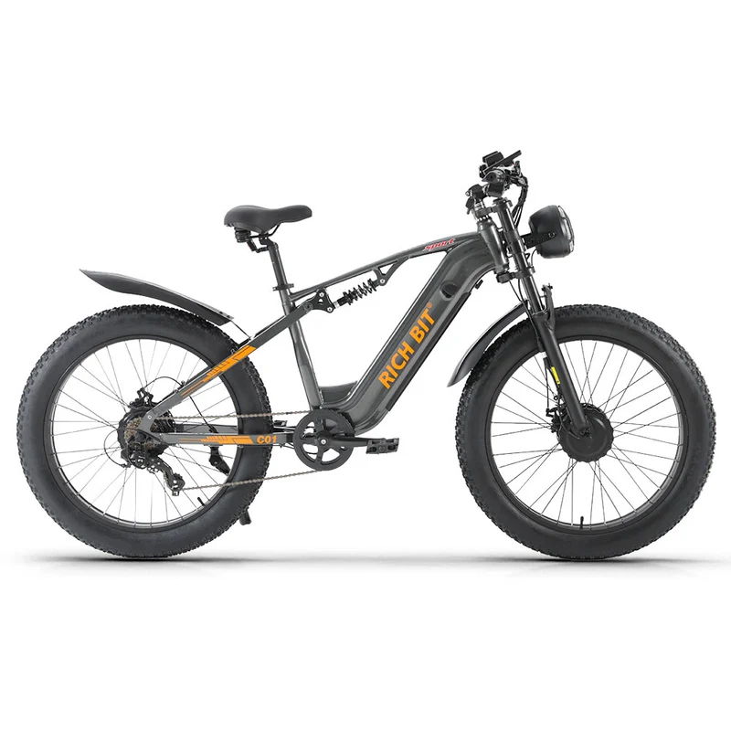 RICH BIT C01 48V 750W Off-Road Electric Bike, Dual Motors Mountain E-bike with 48V 20Ah Lithium Battery Adult Electric Mountain Bicycle