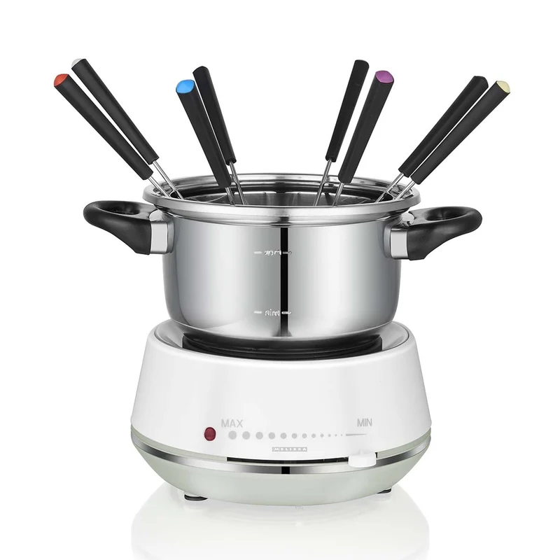 Melissa 16310230 - Elektrische fonduepan - 2L - 1200W - RVS - Wit