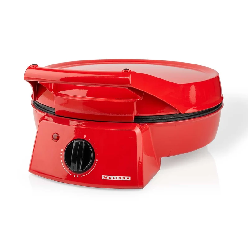 Melissa 16310237 - Pizzamaker en tafelgrill in één - 30 cm bakplaat en grillplaat, 1800 W vermogen en nauwkeurige temperatuurregeling - Rood