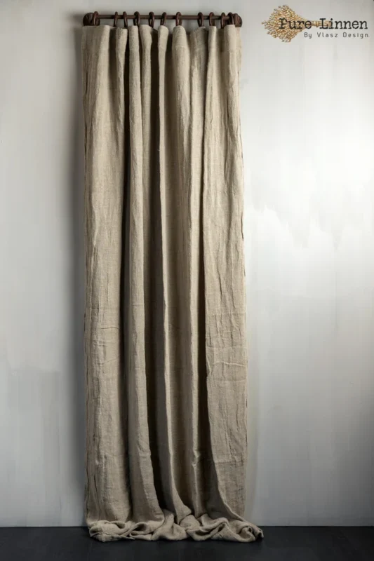 Gordijn Abigail 100% linnen met leren ophang lus 200x270cm