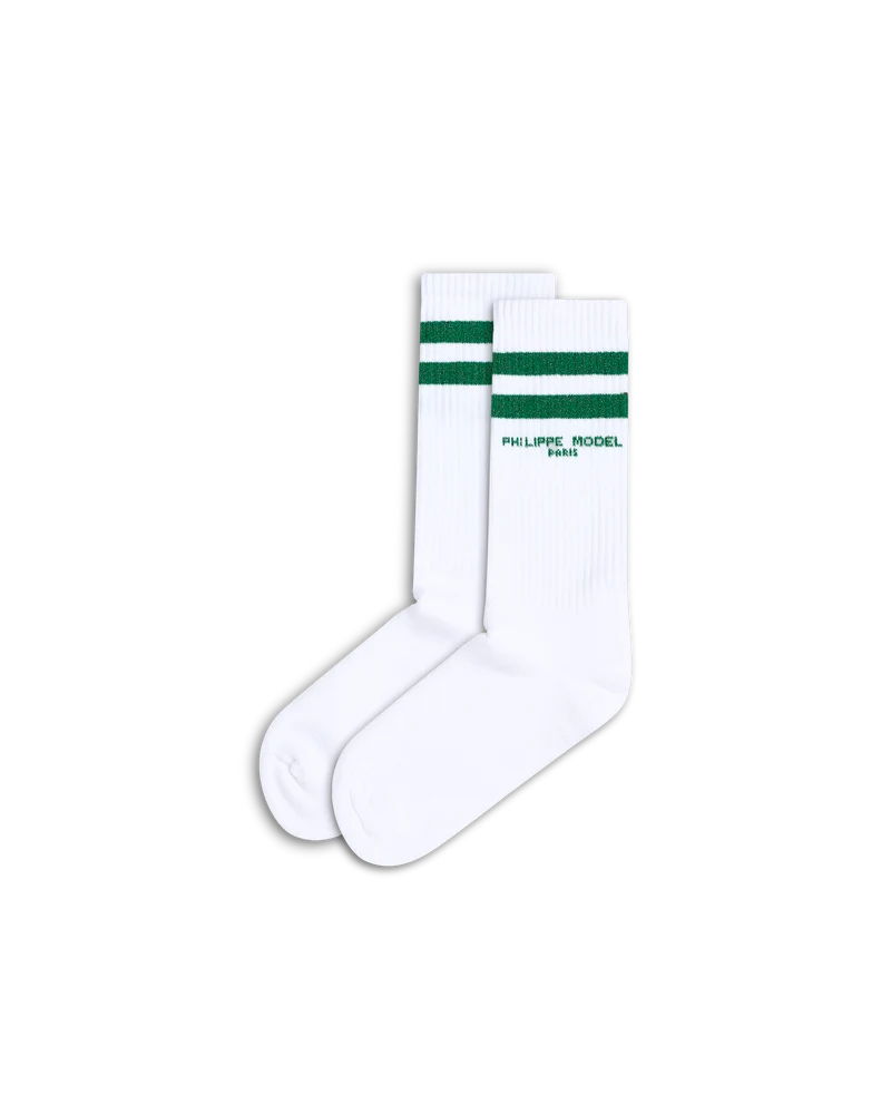 Socks in Cotton, White Green