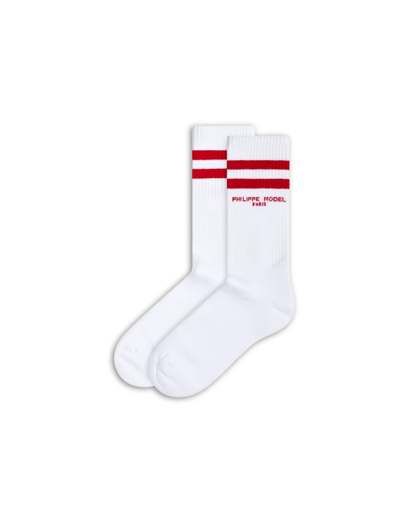 Socks in Cotton, White Red