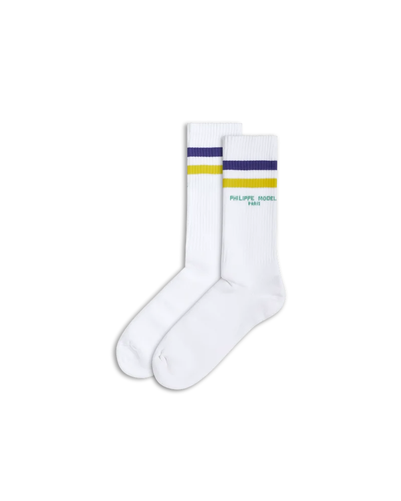 Socks in Cotton, White Yellow Purple