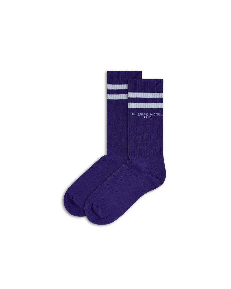 Socks in Cotton, Purple White