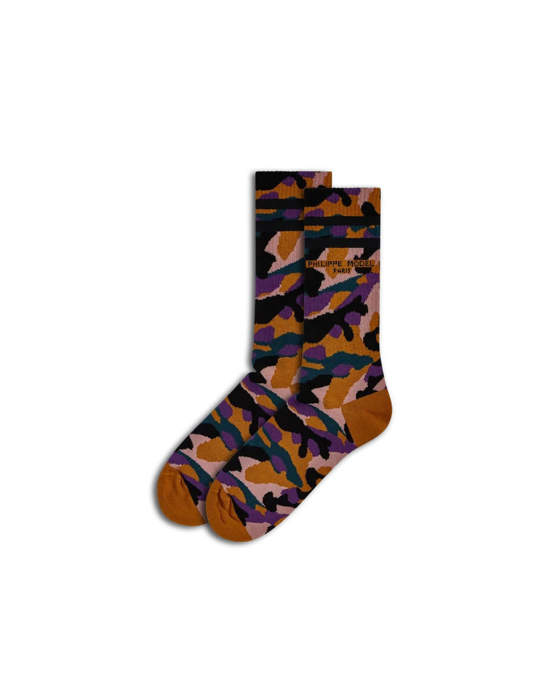 Socks in Cotton, Orange Purple Black