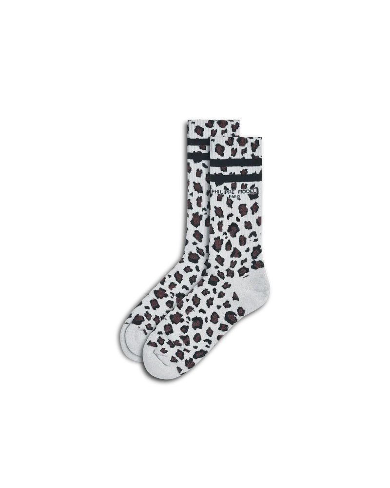 Socks in Cotton And Glitter, White Brown