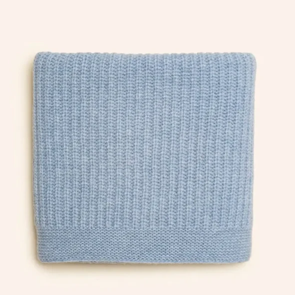 Hvid - Deken - Merinowol - Kiki - Frost Blue