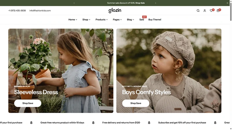Glozin theme – Tiny Outfits | Kids & Baby Clothing
