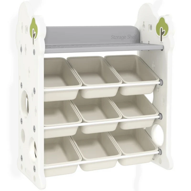 Speelgoed opbergkast crème 77x42x94 cm – 9 bakken voor een opgeruimde kinderkamer