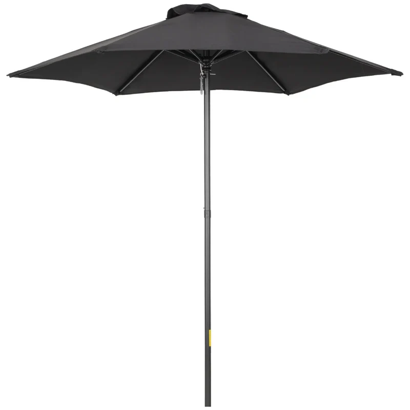 Zwarte parasol Ø196 cm – lichtgewicht met push-up mechanisme en ventilatie