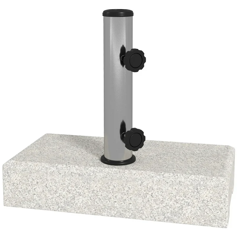Grijze granieten parasolvoet 25 kg – geschikt voor stelen Ø32–48 mm
