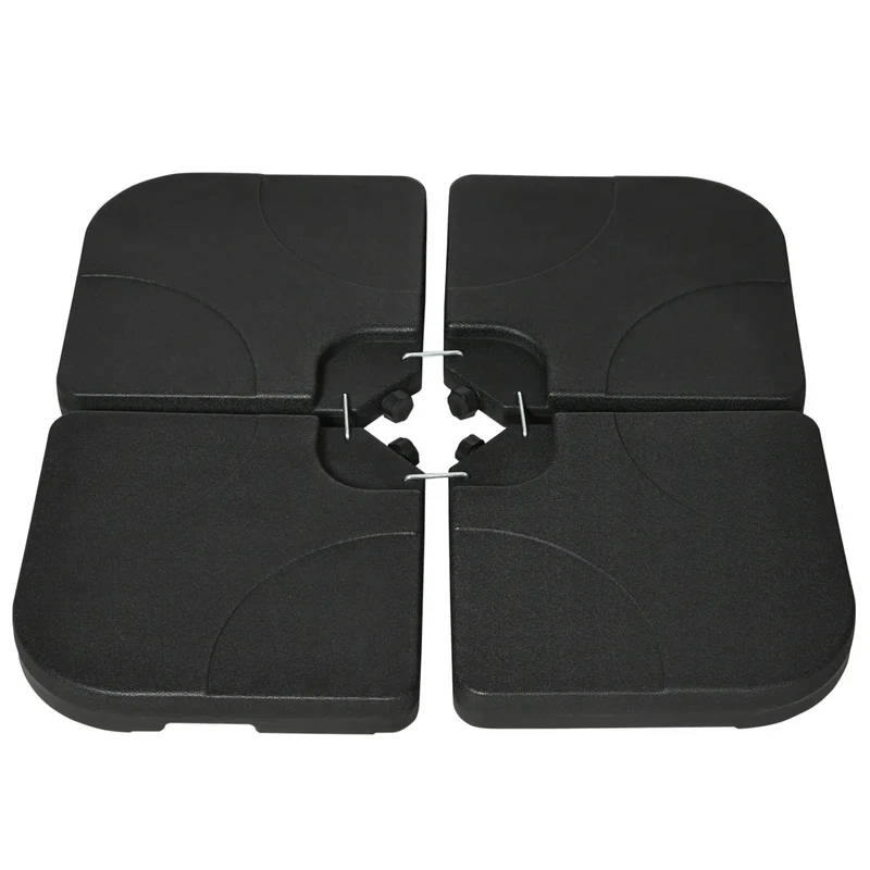 Zwarte parasoltegels 78 kg – 4-delige set van HDPE voor zweefparasols