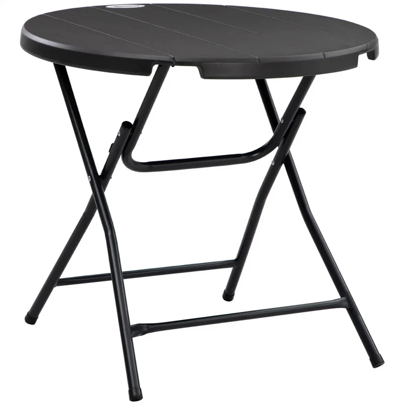 Inklapbare ronde tuintafel zwart metaal – 80 cm voor balkon of tuin