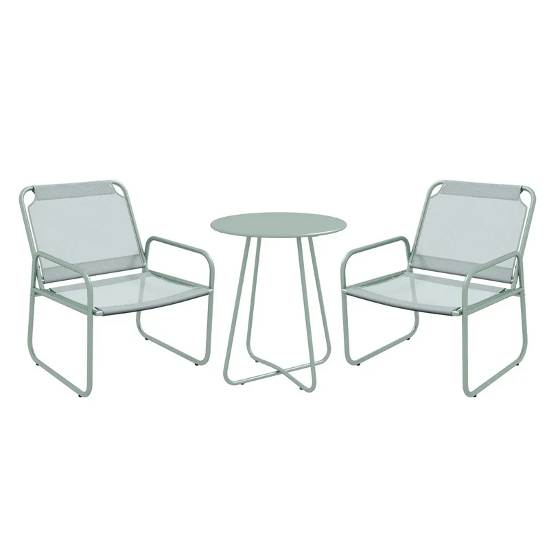 Groene metalen tuinset 3-delig – inklapbare bistroset voor balkon of terras