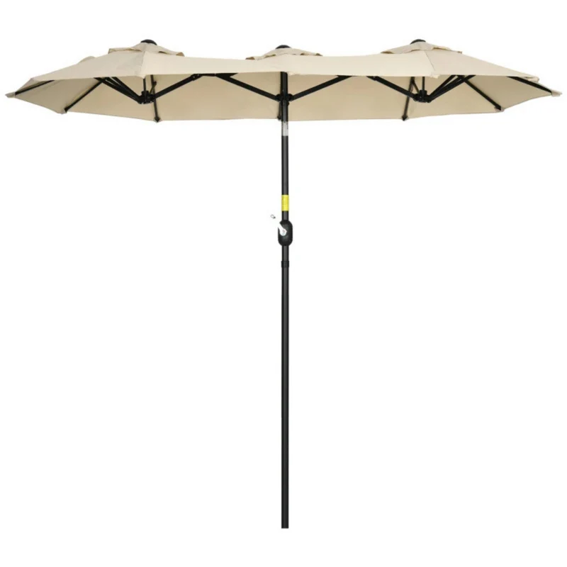 Kantelbare dubbele parasol crème 295x152 cm – met slinger en ruime overdekking