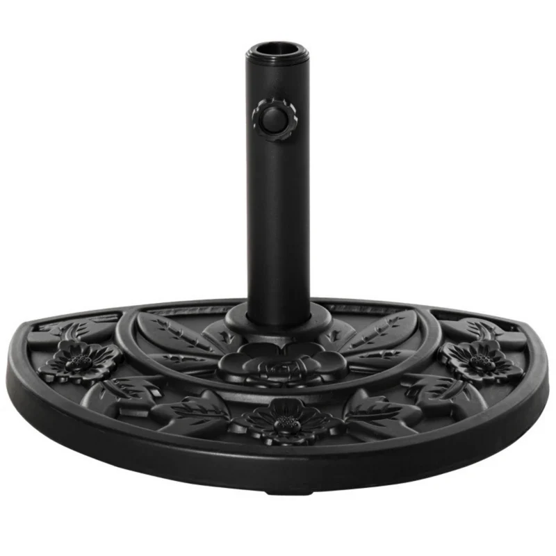 Halfronde parasolvoet zwart 9 kg – compact en stevig balkonmodel
