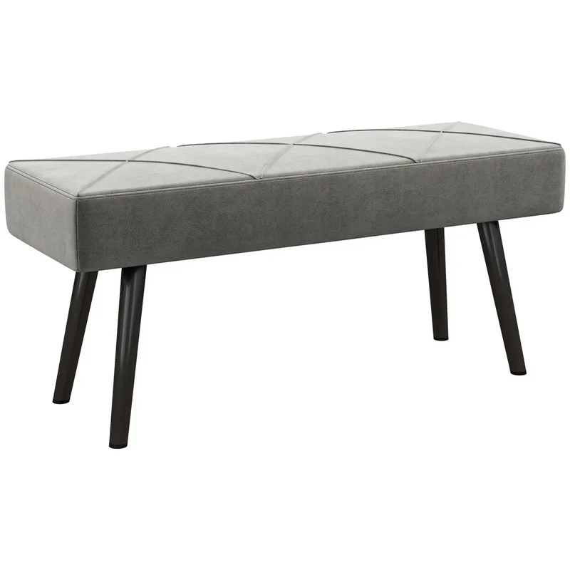Gestoffeerde grijze hocker – 100x36x45 cm als compact bedbankje of extra zitplaats