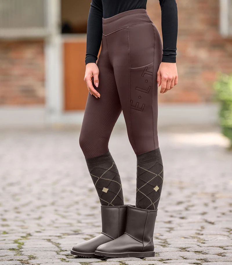 Leggings termici da equitazione Teddy Rica, mogano, taglia 176