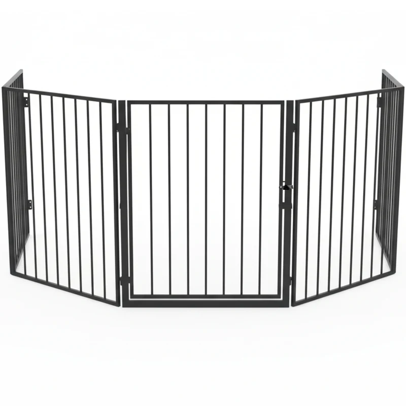 Haardscherm met deur – matzwart – flexibel & veilig – 305×77 cm | Zenzee
