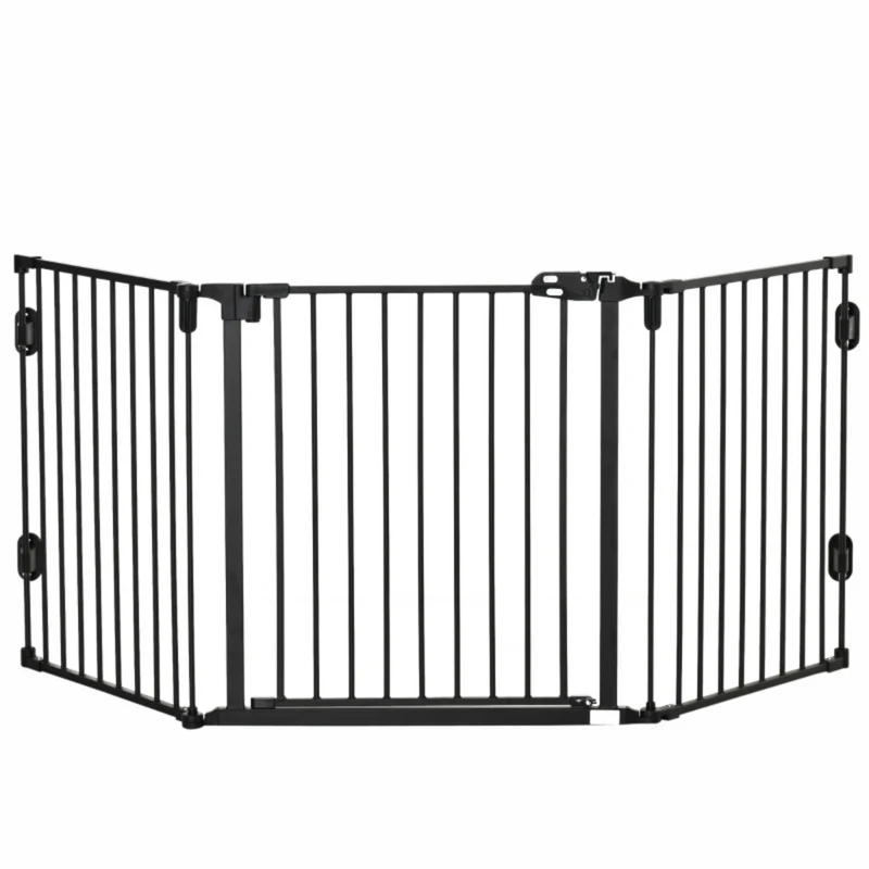 Stevig zwart haardscherm 203x76 cm – optimale vonkenbescherming voor je open haard