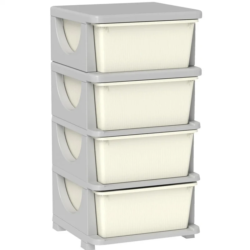 Crème-witte speelgoed organizer met 3 lades – 37x37x76 cm voor een opgeruimde kinderkamer