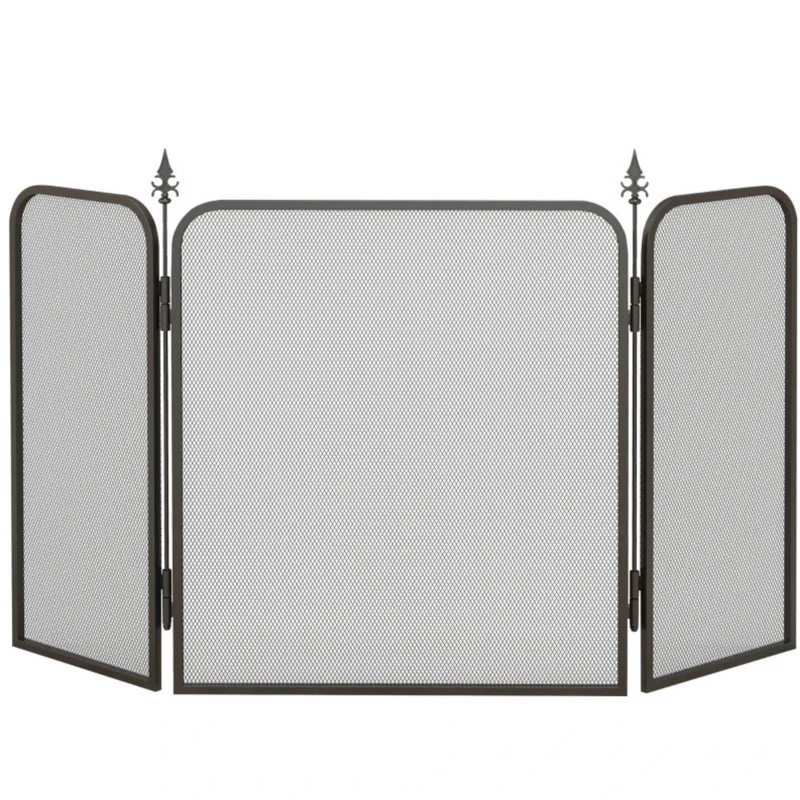 Zwart haardscherm 96x56 cm – Veiligheidsrooster voor open haard en kachel