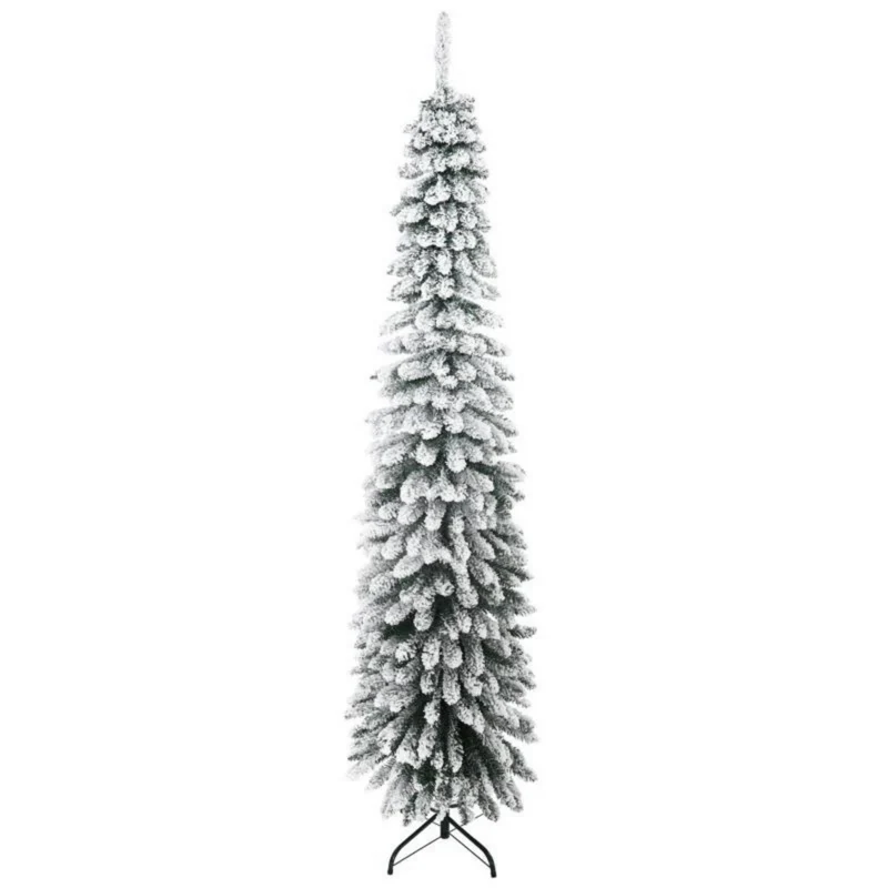 Smalle kunstkerstboom 210 cm – pencil tree met sneeuwaccenten