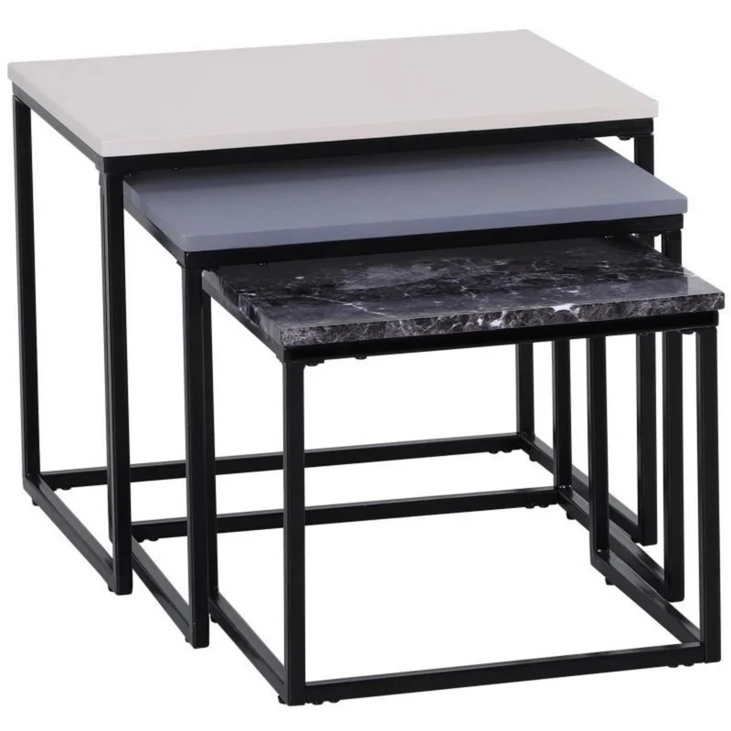 3-delige salontafel set met metalen frame en modern design