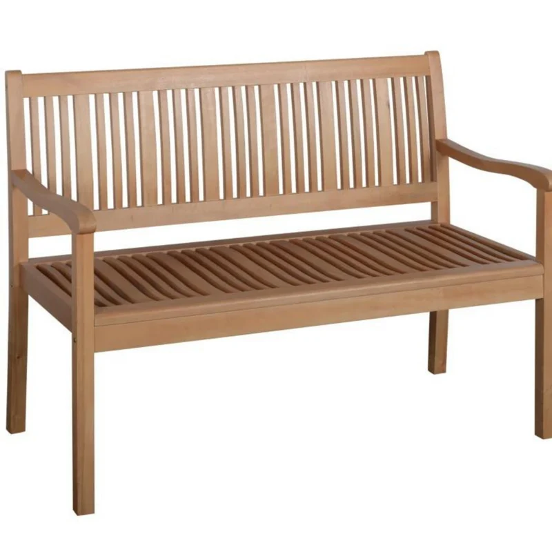 Houten 2-zits tuinbank 127x62x92 cm met armleuningen en rugsteun
