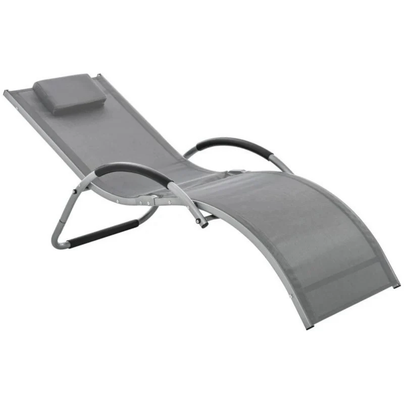 Comfortabel grijs ligbed 160x60x65 cm met vaste rug en armleuninge
