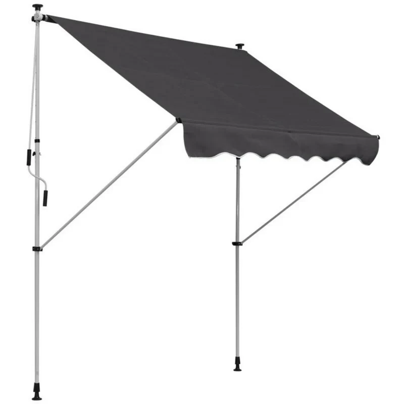 Zonnescherm luifel 200x150 cm grijs met slingerbediening en frame