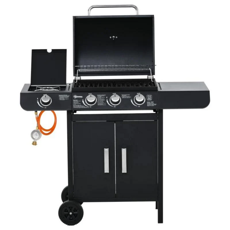 Gas BBQ 4-branders buitenkeuken 110x50x100 cm met werkruimte