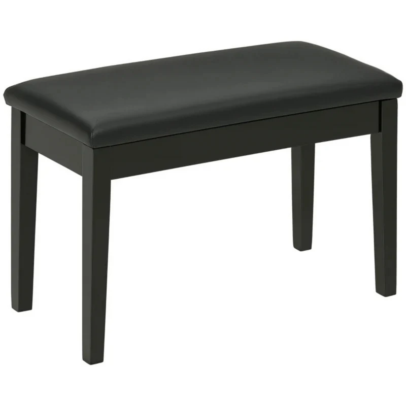 Zwarte pianokruk met opbergruimte en modern stijlvol design
