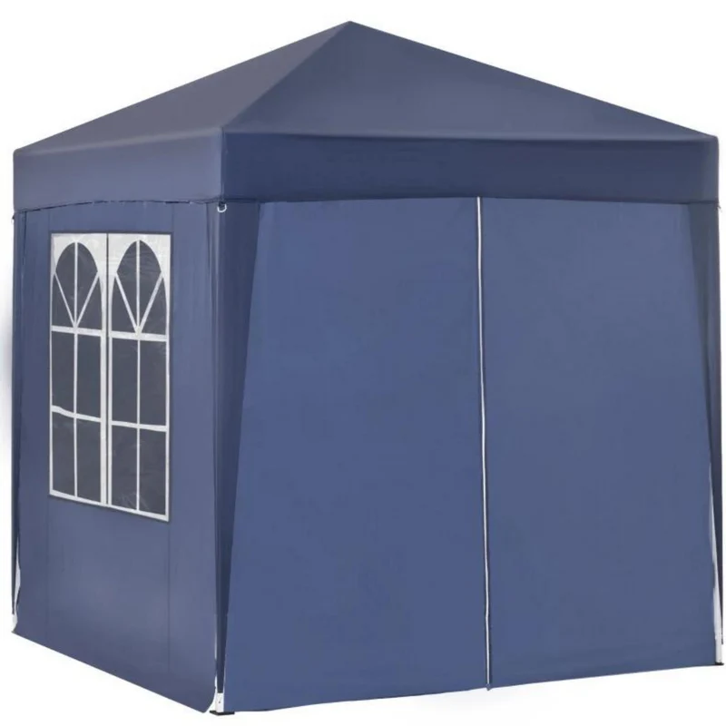Easy-up partytent blauw 2x2 m met draagtas en licht frame