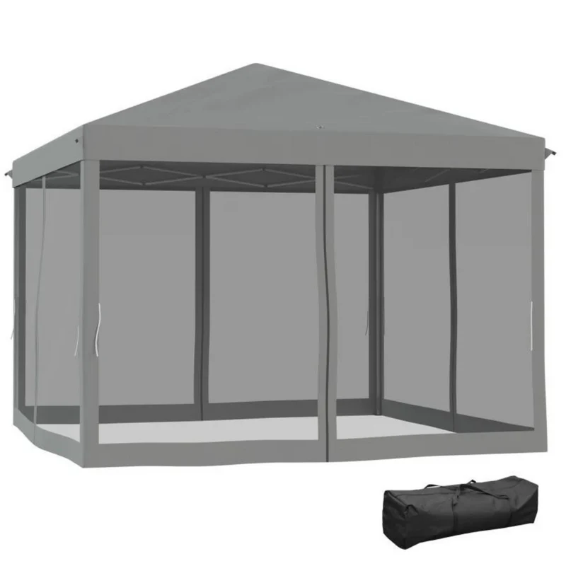 Easy-up partytent grijs 3x3 m met draagtas en stalen frame