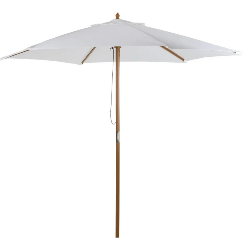 Witte bamboe parasol 2,5x2,3 m met tropische look en stevig doek