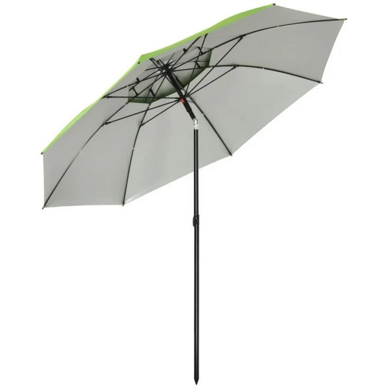 Strandparasol 1,85 m kantelbaar met windopening en groene kap