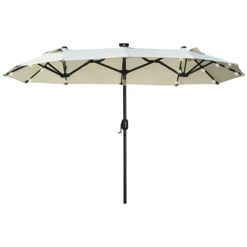 Kantelbare parasol 2,95x1,5x2,19 m met ingebouwde ledverlichting beige