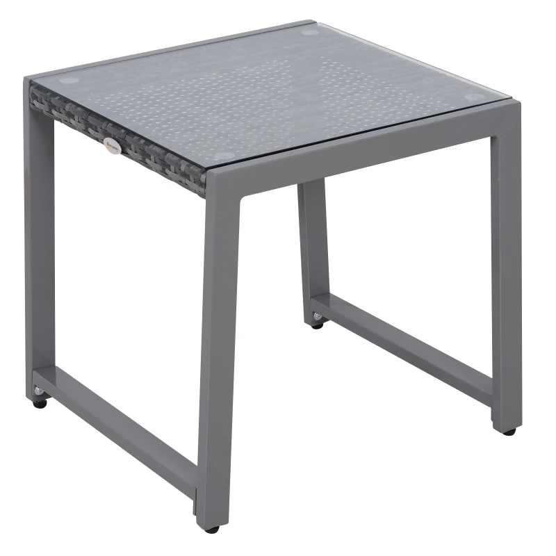 Bijzettafel 50x49,5x50 cm met rattan-look blad en metalen frame