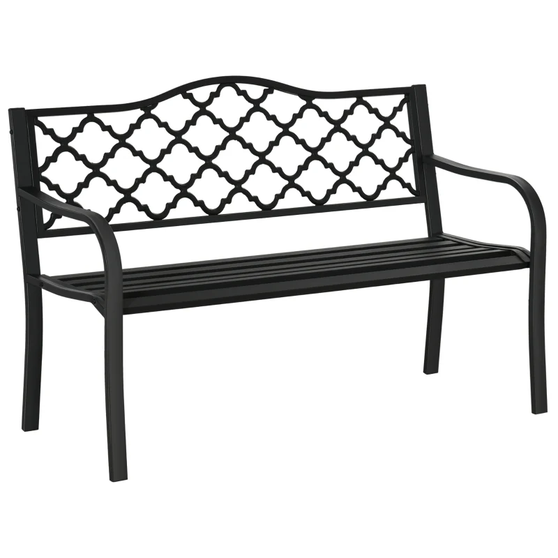 Tuinbank 128x58,5x89 cm voor 2 personen met zwart stalen frame