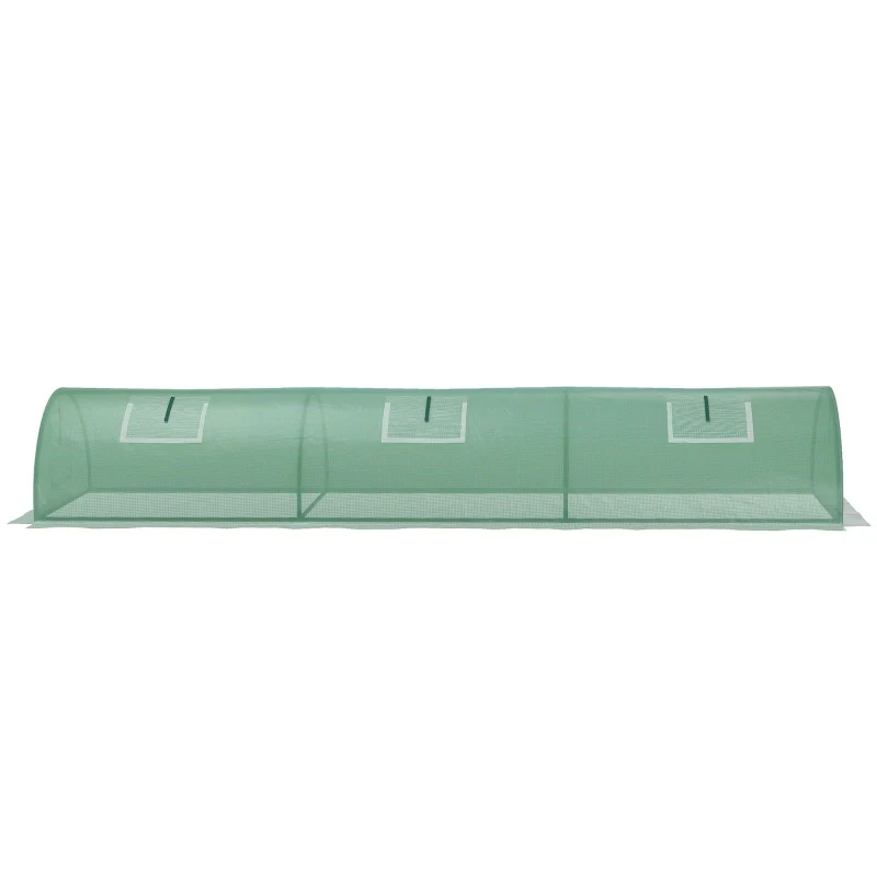 Compacte tunnelkas 300x80x45 cm met ritssluiting en groen PE-doek