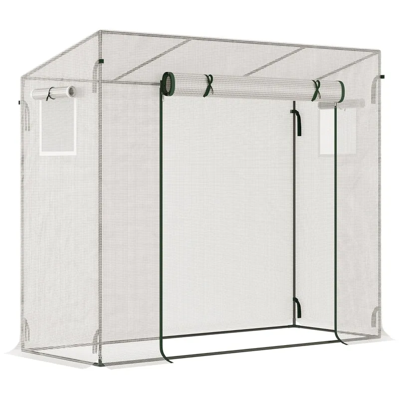 Ruime kweekkas 200x68x196 cm met groen PE-doek en ritssluiting