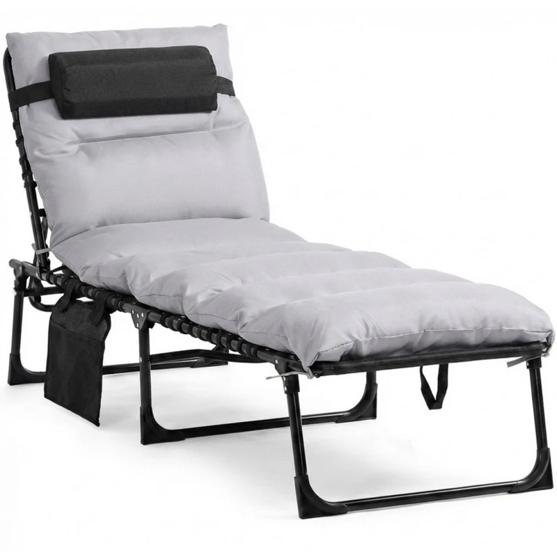 Opvouwbaar ligbed 58x189x33 cm met kussen, textileen en 120 kg draagkracht