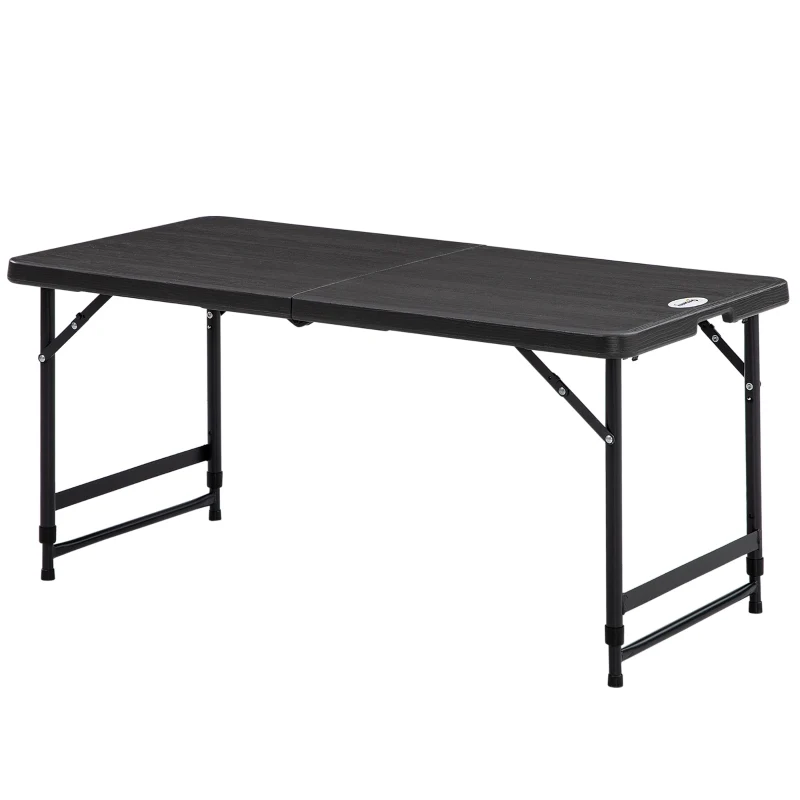 Opvouwbare campingtafel 118x60x74 cm voor 4 personen met grijs blad en zwart frame