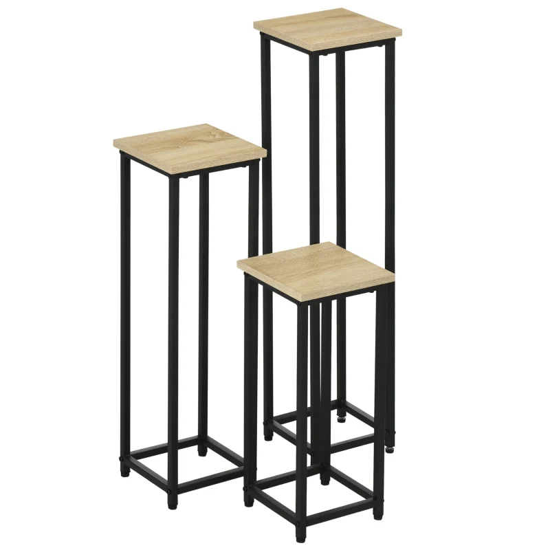 Set van 3 metalen plantenstandaard 50, 70 en 90 cm hoog