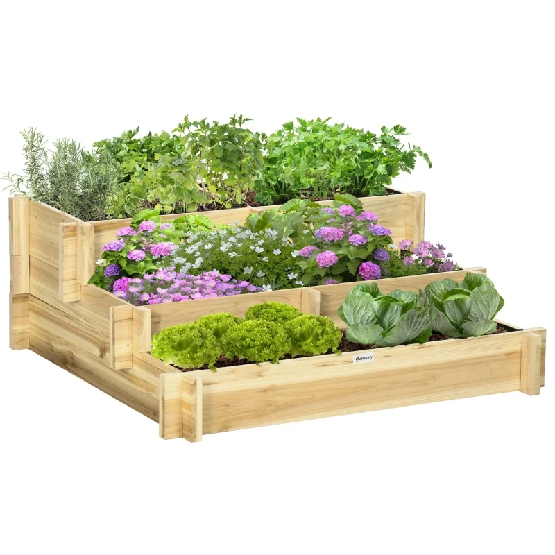 Bloembak 93x93x35 cm voor buiten van bruin hout