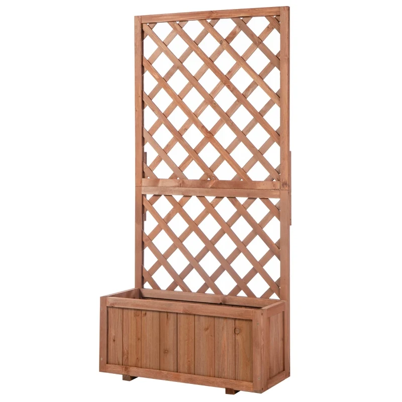 Plantenrek plantenbak met klimrek 73x32x150 cm buiten van bruin hout
