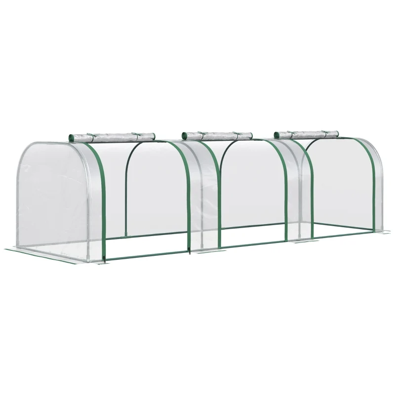 Broeikas 295x100x80 cm groen met ritssluiting en PE-doek