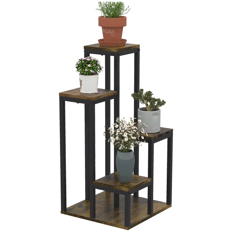 Plantenstandaard plantenzuil 40x40x81 cm rustiek