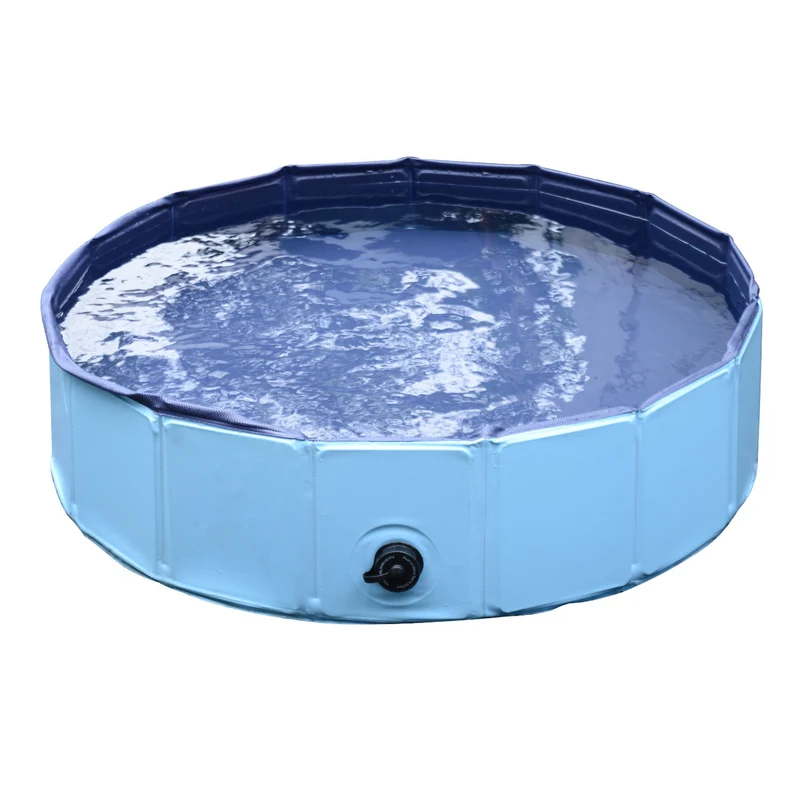 Opvouwbaar blauw hondenzwembad – Ø 80 x 20 cm, ideaal voor warme dagen
